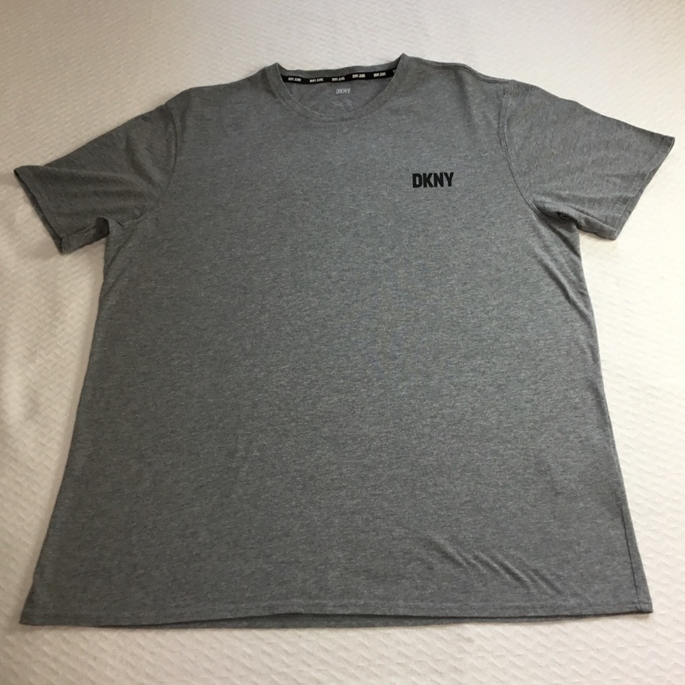 DKNY Mens Gray Solid Short Sleeve Crew Neck T-Shirt Size XL